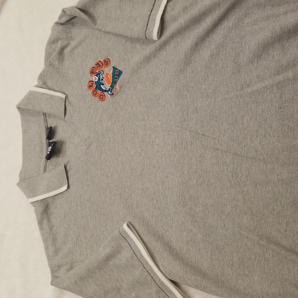 Vintage NFL Miami Dolphins Dol-Fan Club Polo Golf Collar Tee Shirt Gray Large